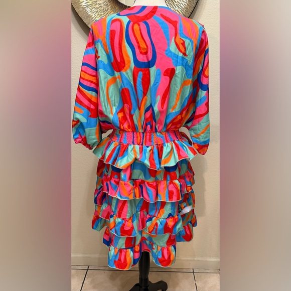 Vibrant Multicolor Ruffle Dress - Picture 2 of 2